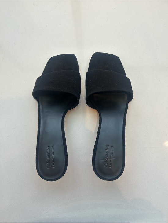 Reformation Shoes - Reformation Black Suede Hartzell Heeled Sandal